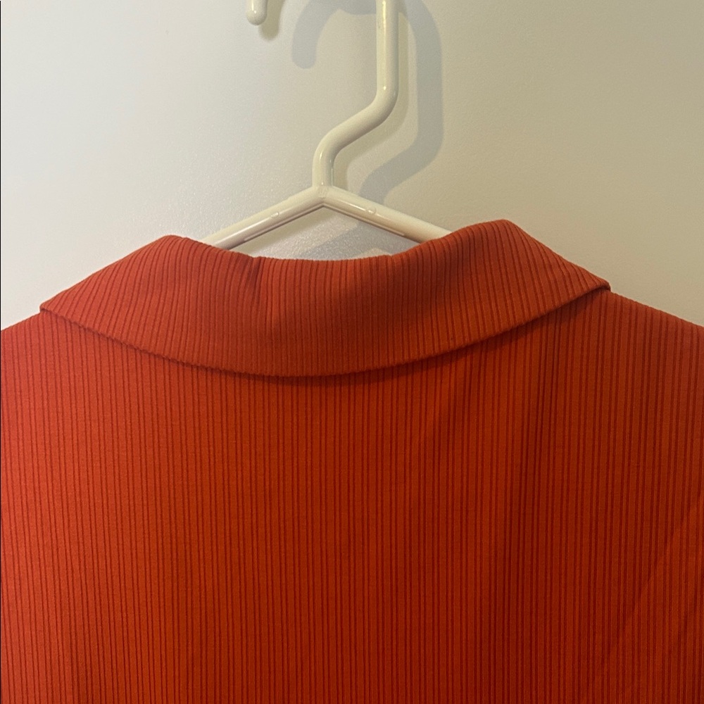 ViVI Rust-Orange Ribbed Zip Polo Tank - Picture 8 of 8